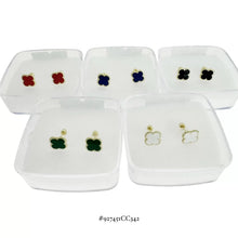 BROQUEL TRÉBOL ESMALTADO ORO 10K