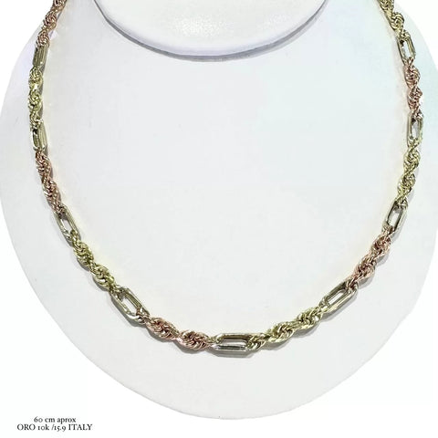 CADENA TORSAL FÍGARO ORO FLORENTINO 60 CM - 4MM - ORO 10K
