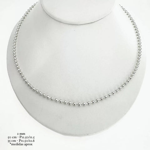 CADENA BOLEADA 2 mm - PLATA .925