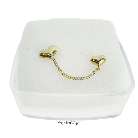 BROQUEL CADENITAS CON CORAZONES - ORO 10K