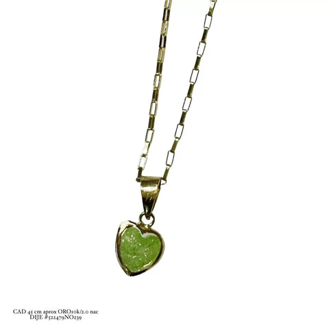 GARGANTILLA CORAZÓN COLORES TIPO GEMA - VERDE