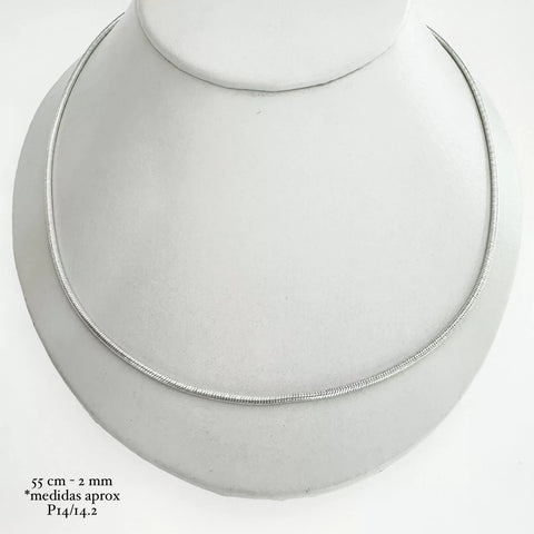 CADENA TUBULAR 55 cm x 2 mm - PLATA .925