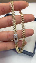 PULSO BARBADO TEMPO  DIAMANTADO - 21 cm X 4.5 mm - ORO 10K